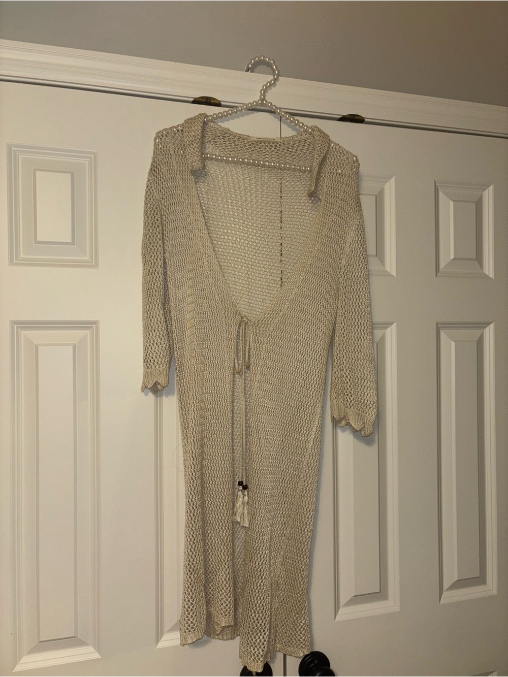 Urban Outfitters Open-Knit Neutral Sweater Top in Beige